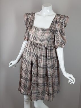 En Saison Plaid Organza Mini Dress Large